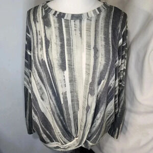 Crepas Plus Size 6XL Top (Fit More 4XL) Green Gray Strip Camo Like Top